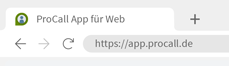 ProCall App für Web - direkt im Browser aufrufen über app.procall.de