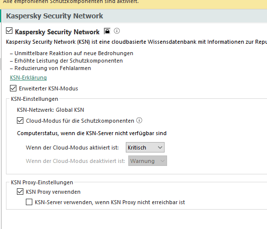 Kaspersky Security Network und Einstellungen für ProCall Enterprise