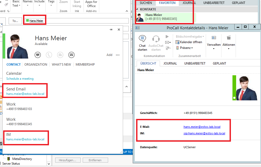 microsoft office communicator presence in outlook