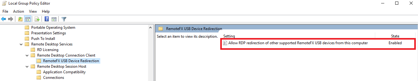 rdp usb device redirection